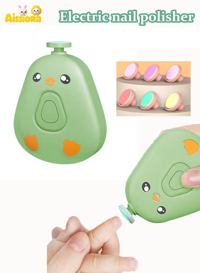 Aissiora Electric nail polisher Baby nail trimmer Children's nail clippers Splash-proof electric nail clippers With 6 grinding heads - Image 1